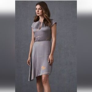 Reiss Asymmetrical Gray Dress with Subtle Accents
